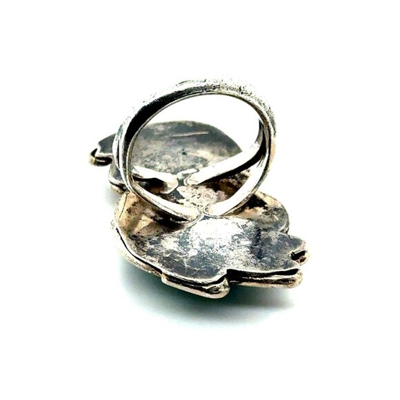 Large 2-Turquoise Silver Ring - Picture 3 of 8
